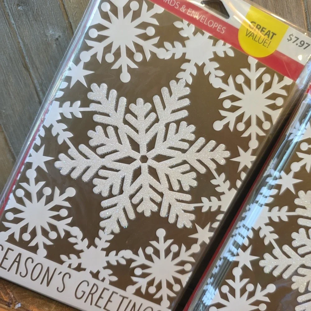 American Greetings Season's Greetings 8 Cards & Envelopes Gold Shimmer Lot of 2